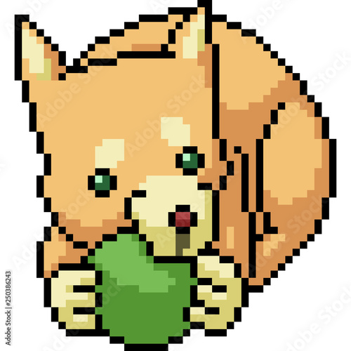 vector pixel art dog bite ball