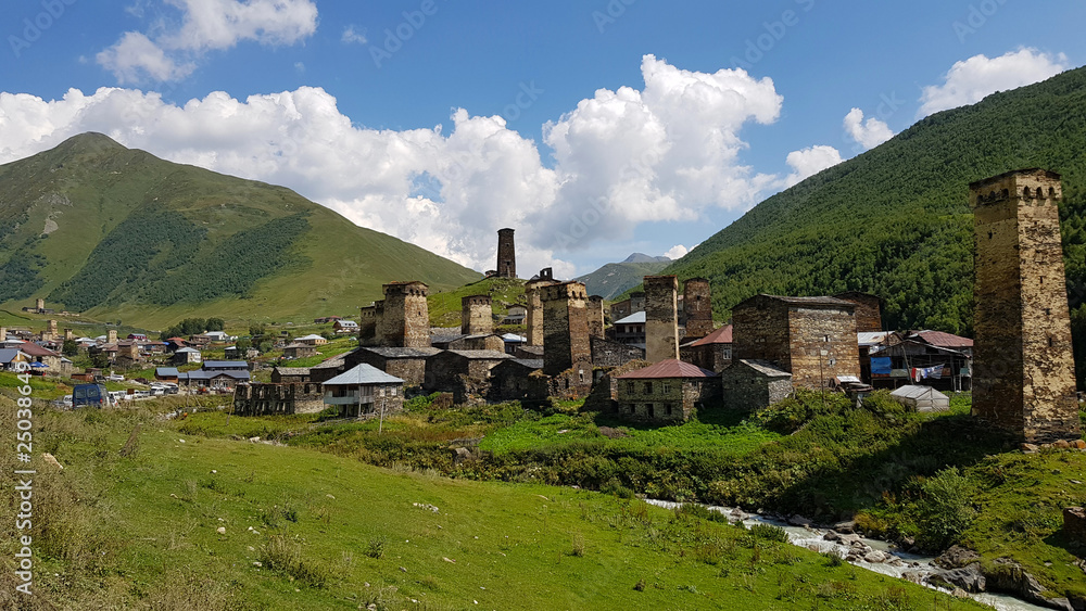 The tower-houses of the village of Ushguli in Svaneti in Georgia are recognized as UNESCO World Heritage Site