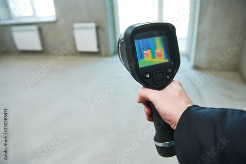 thermal imaging camera inspection for temperature check and finding heating pipes