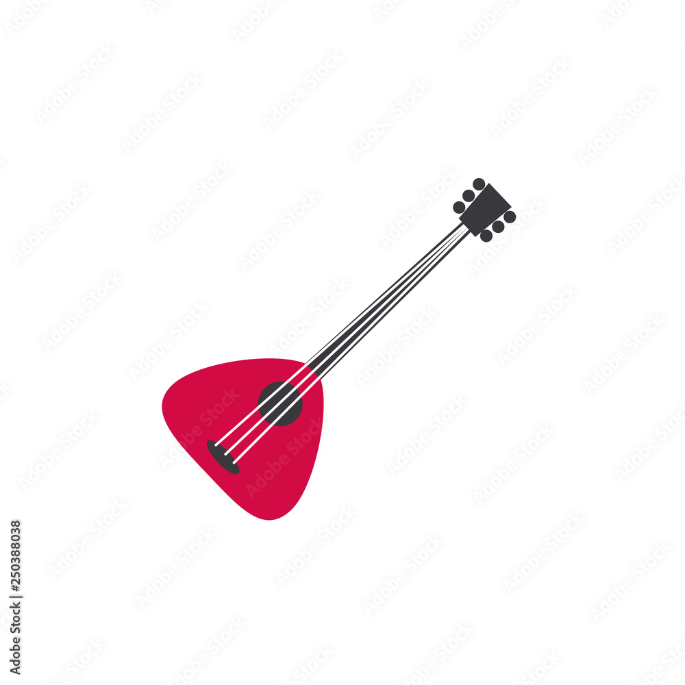Russian symbol red balalaika vector illustration isolated on white backdrop, welcome to Russia, travel flat icon musical instrument, cartoon traditional sign for design tourism infographic souvenir Russian symbol red balalaika vector illustration isolated on white backdrop, welcome to Russia, travel flat icon musical instrument, cartoon traditional sign for design tourism infographic souvenir