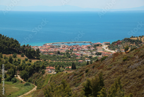 Top view of the Nea Skioni village in Greece
