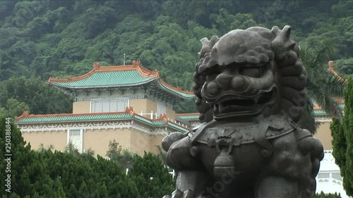 View of a lion statue in National Palace Museum Taipei Taiwan photo