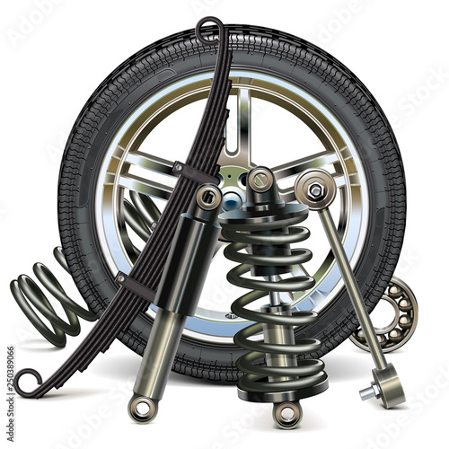 Vector Car Wheel with Suspension Parts