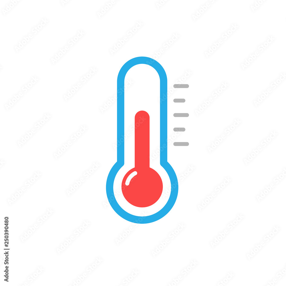 Thermometer icon temperature level vector sign, cute color illustration isolated on white background, flat design for web mobile app