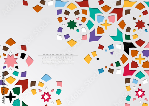 Modern arabesque floral pattern colorful texture background template vector