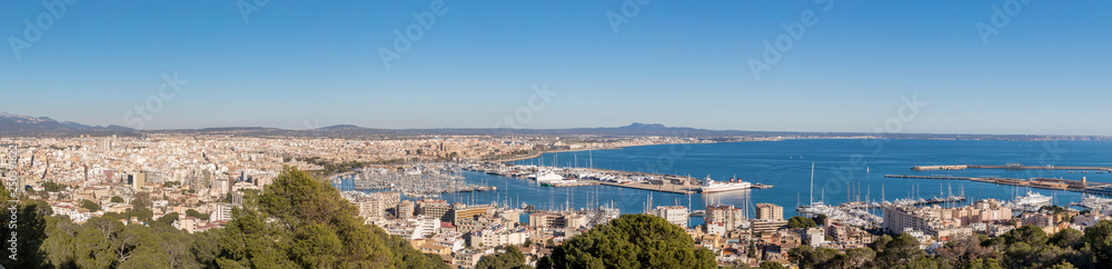 Palma de Mallorca city with harbor panorama - Mallorca, Balearic Islands, Spain, Europe Palma de Mallorca city with harbor panorama - Mallorca, Balearic Islands, Spain, Europe