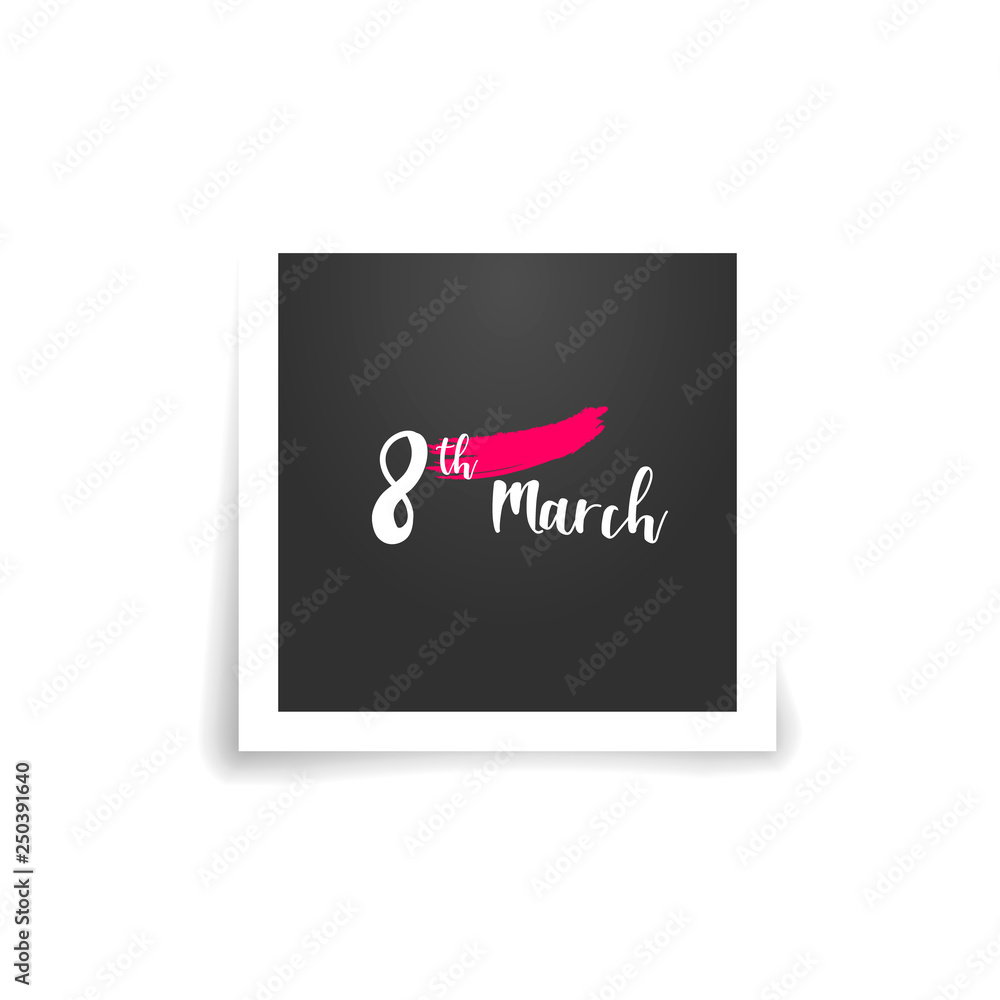 March 8 Happy womans day photo card. vector symbol EPS10