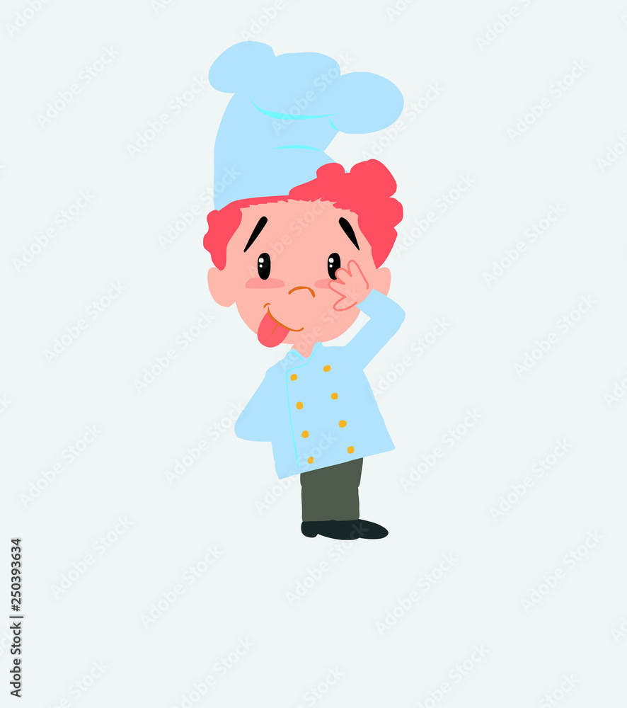 Chef sticks out his tongue in gesture of funny shyness. Chef sticks out his tongue in gesture of funny shyness.