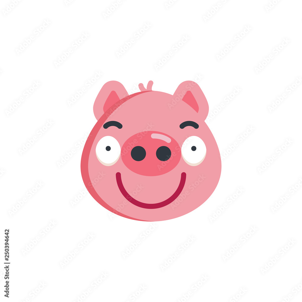 Sassy piggy face emoji flat icon, vector sign, colorful pictogram isolated on white. Piggy smug face emoticon symbol, logo illustration. Flat style design Sassy piggy face emoji flat icon, vector sign, colorful pictogram isolated on white. Piggy smug face emoticon symbol, logo illustration. Flat style design