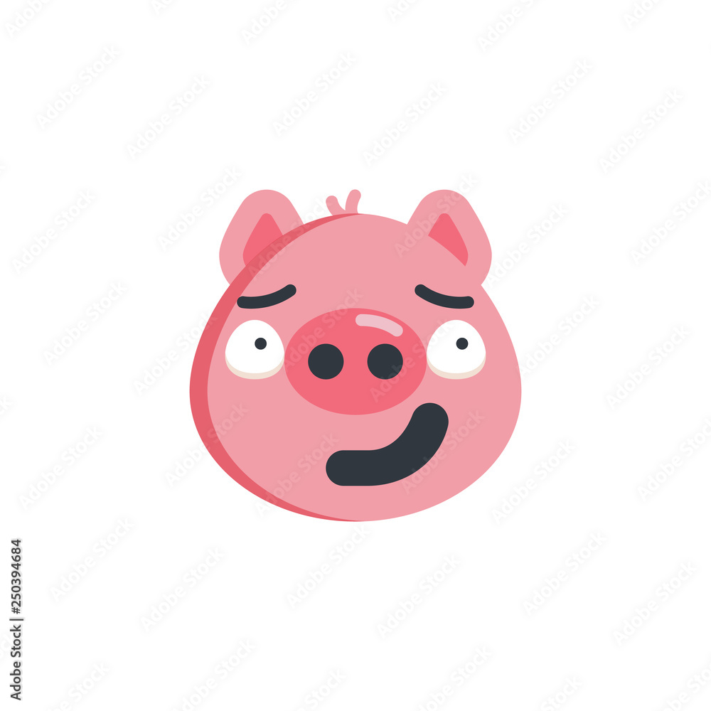 Piggy guilty face emoticon flat icon, vector sign, colorful pictogram isolated on white. Cute piggy face emoji symbol, logo illustration. Flat style design Piggy guilty face emoticon flat icon, vector sign, colorful pictogram isolated on white. Cute piggy face emoji symbol, logo illustration. Flat style design