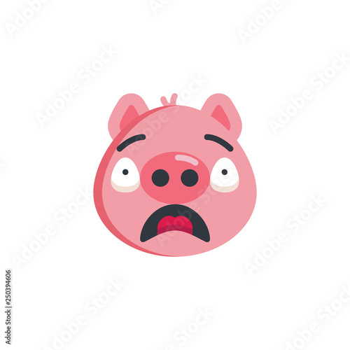 Sad piggy face emoji flat icon, vector sign, colorful pictogram isolated on white. Piggy offended face emoticon symbol, logo illustration. Flat style design