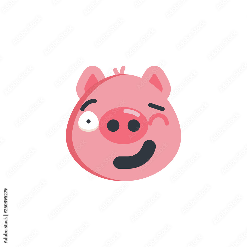 Piggy winking face emoticon flat icon, vector sign, colorful pictogram isolated on white. Flirting face emoji symbol, logo illustration. Flat style design Piggy winking face emoticon flat icon, vector sign, colorful pictogram isolated on white. Flirting face emoji symbol, logo illustration. Flat style design
