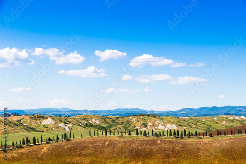 Summer view of Crete Senesi in Tuscany, Italy