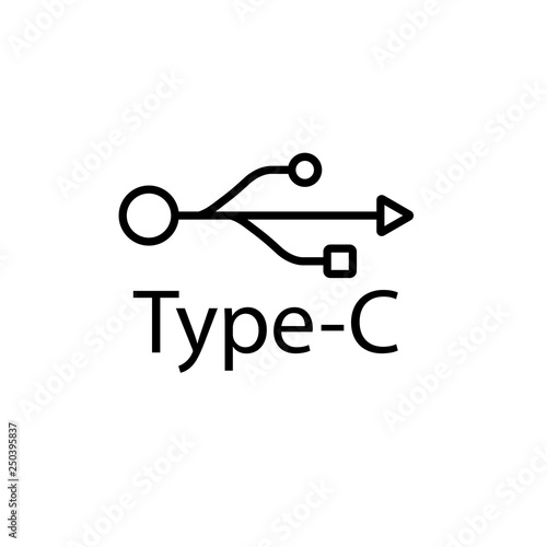 USB  type-C line icon  logo isolated on white background
