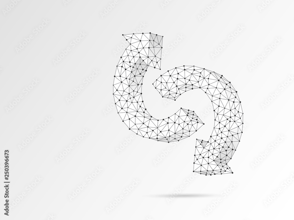 Arrows Rastr Refresh circular arrows symbol. Wireframe digital 3d illustration. Low ...