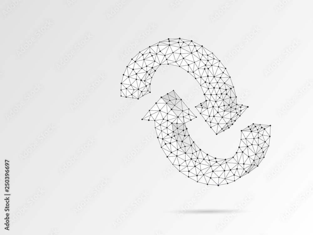 Arrows Rastr Refresh circular arrows symbol. Wireframe digital 3d illustration. Low ...