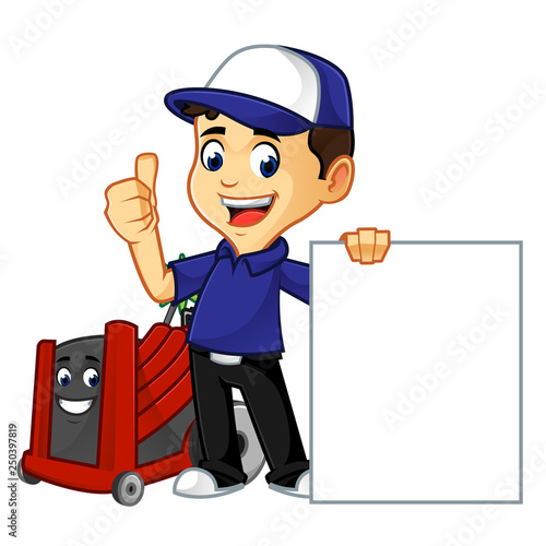Hvac Cleaner or technician hold blank sign