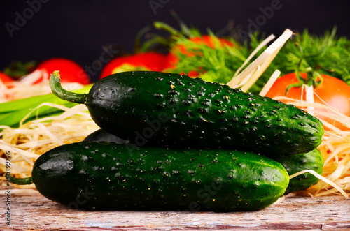 green, cucumbers, on shelf, supermarket