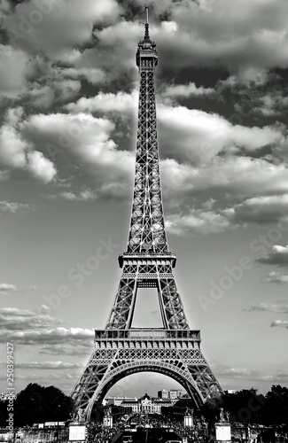eiffel tower in Paris with Black and White effect and the white