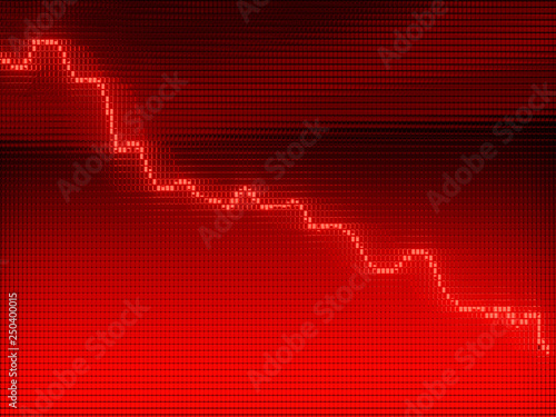 Red Graph moving down on chart as recession or financial crisis