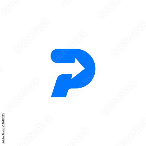 P letter logo arrow icon vector illustration