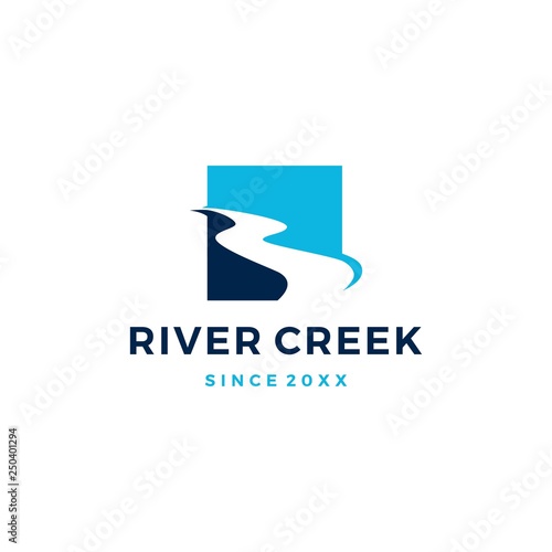Foto river creek logo vector icon illustration