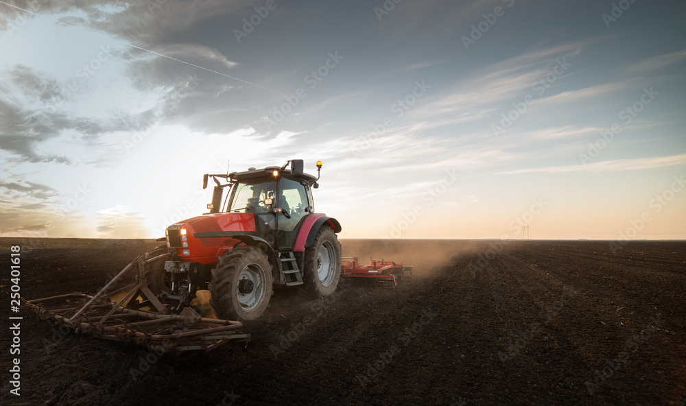 Plowing of stubble field Plowing of stubble field