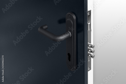 Steel Black White Door With Black Handle