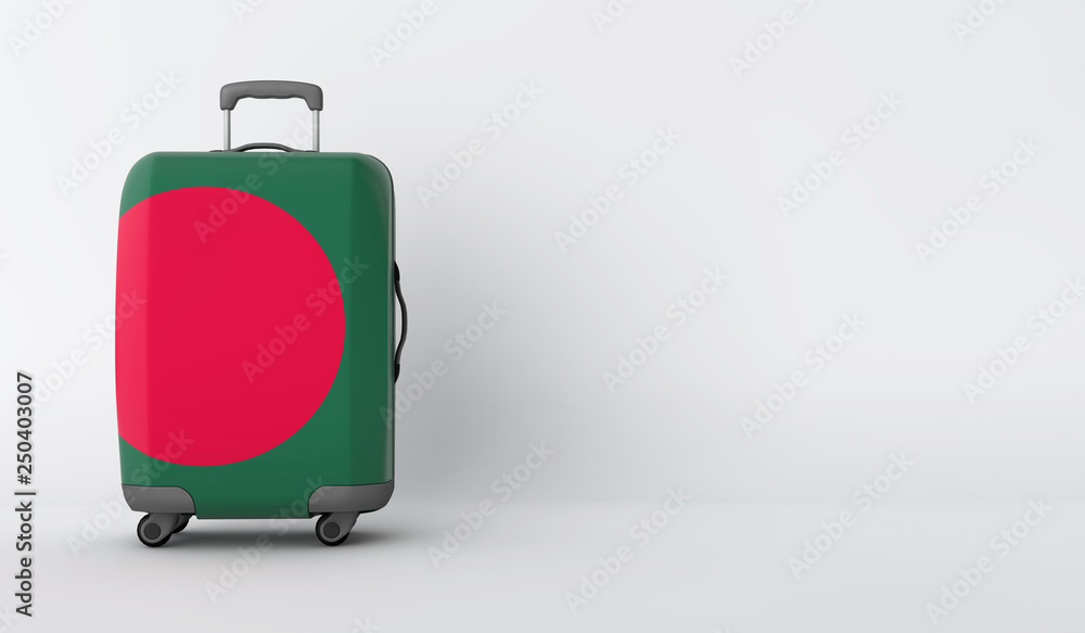 Travel suitcase with the flag of Bamgladesh. Holiday destination. 3D Render Travel suitcase with the flag of Bamgladesh. Holiday destination. 3D Render