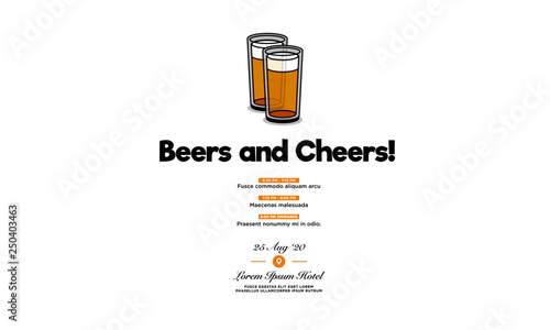Beers and Cheers Invitation Design with Where and When Details