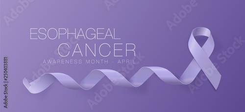 Esophageal Cancer Awareness Calligraphy Poster Design. Realistic Periwinkle Ribbon. April is Cancer Awareness Month. Vector