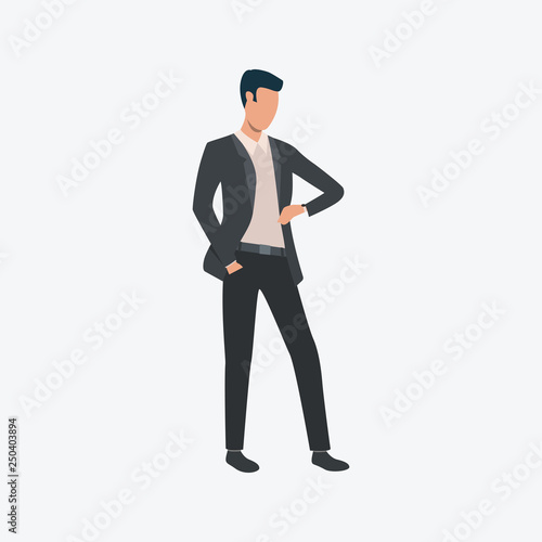 Business man standing and checking time on watch