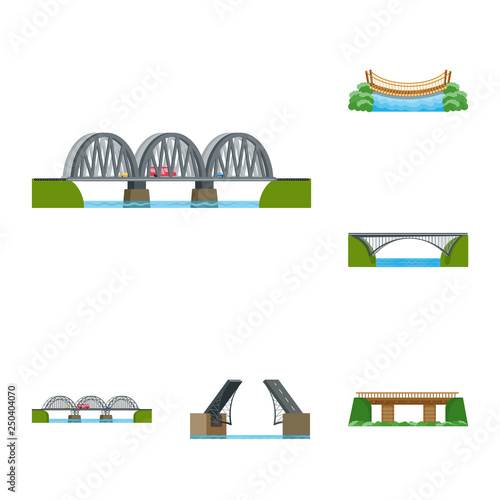 Isolated object of bridgework and bridge icon. Collection of bridgework and landmark stock symbol for web.