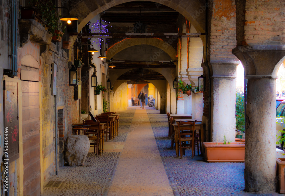 Beautiful archs in the passage in Verona. Tourism, architecture, Europe, Italy - Image