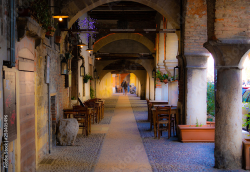 Beautiful archs in the passage in Verona. Tourism, architecture, Europe, Italy - Image
