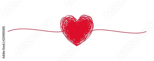 Tangled grungy red heart scribble