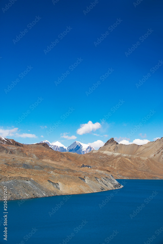 Tilicho Lake in Himalaya mountains, Nepal, Annapurna circuit trek
