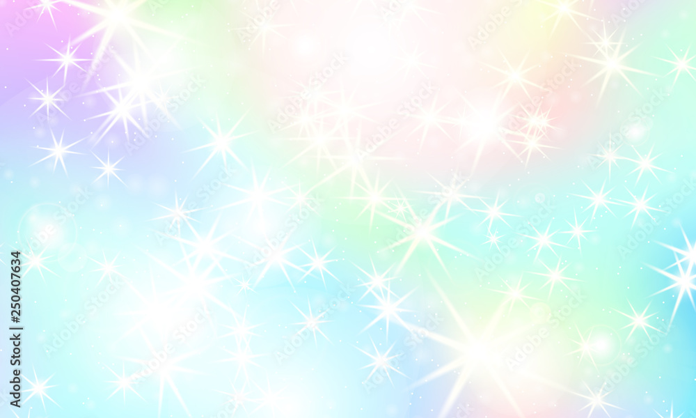 Unicorn rainbow background. Holographic sky Unicorn rainbow background. Holographic sky