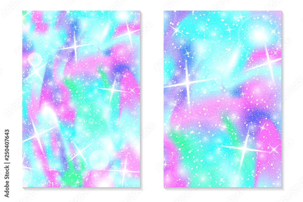 Unicorn rainbow background. Holographic sky Unicorn rainbow background. Holographic sky