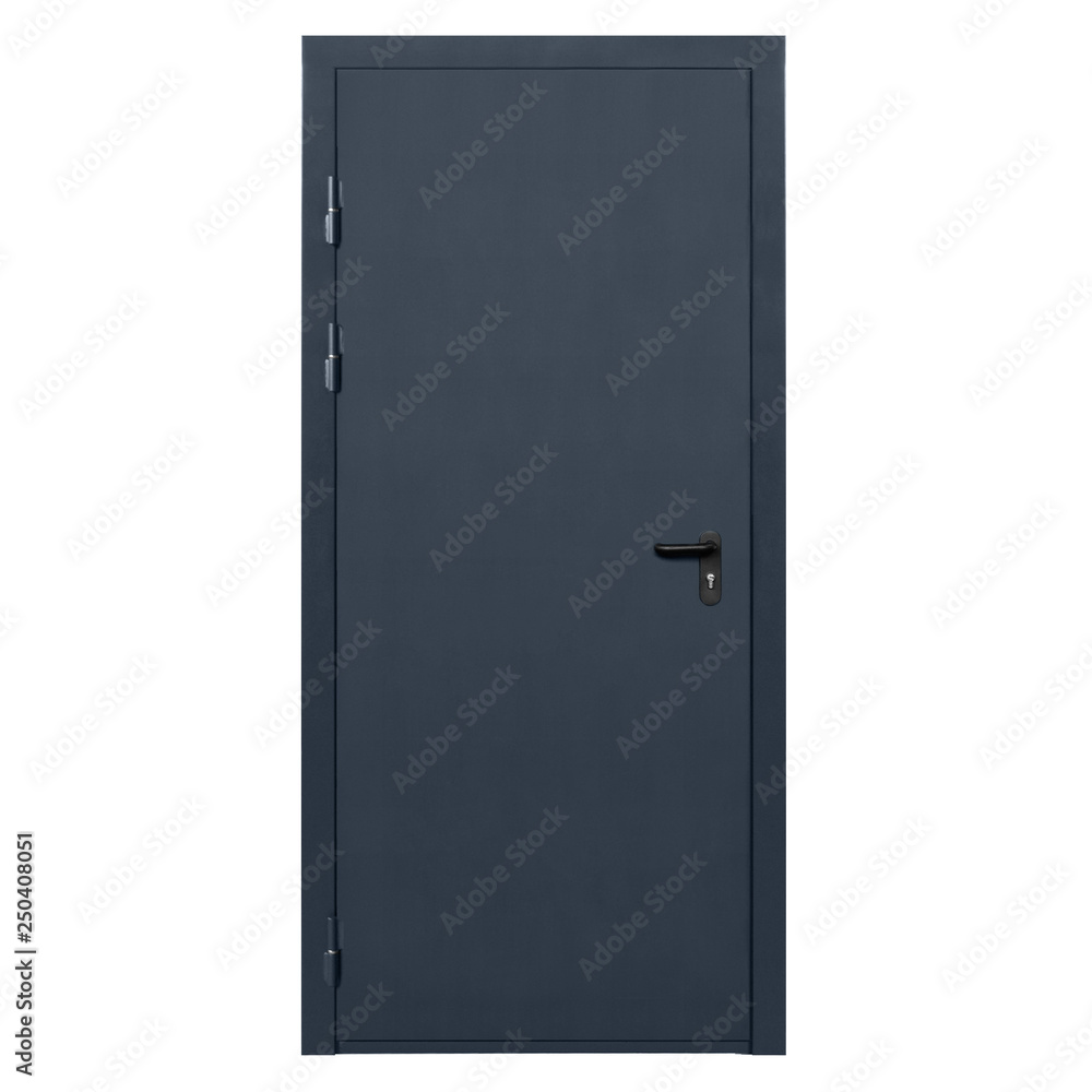 Steel Dark Blue Metallic Door With Lock And Black Plastic Handle Steel Dark Blue Metallic Door With Lock And Black Plastic Handle