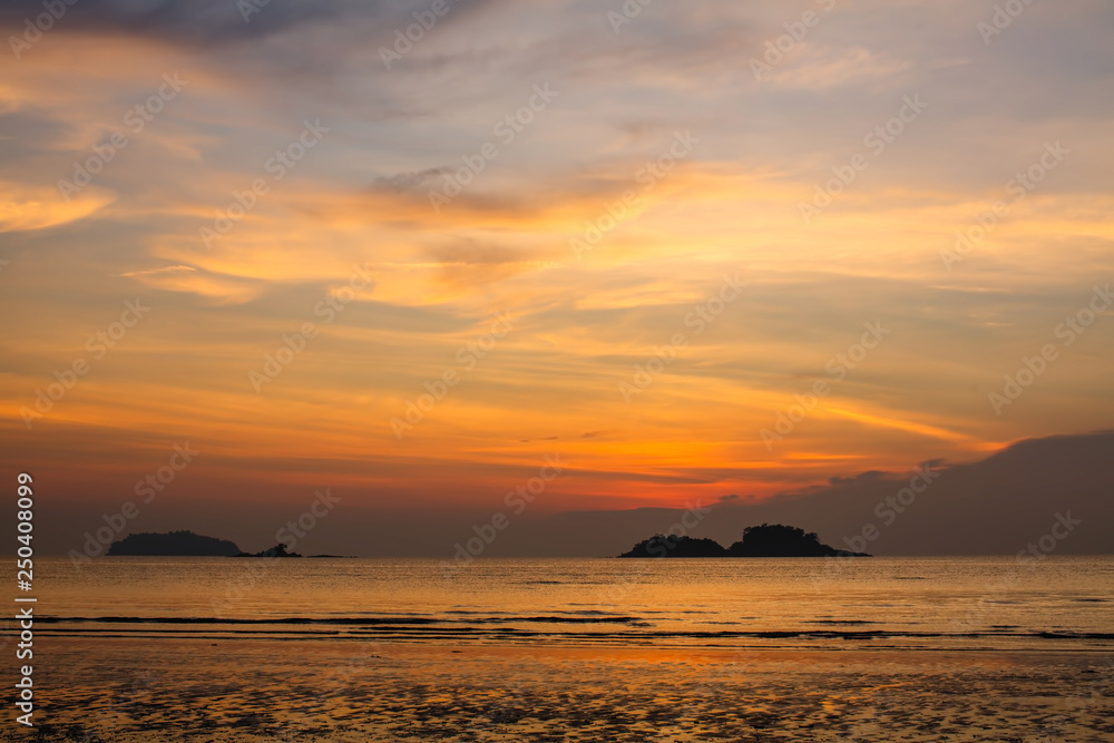 Amazing twilight sky over the sea coast. Amazing twilight sky over the sea coast.