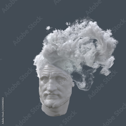antique statue with overheated brain photo