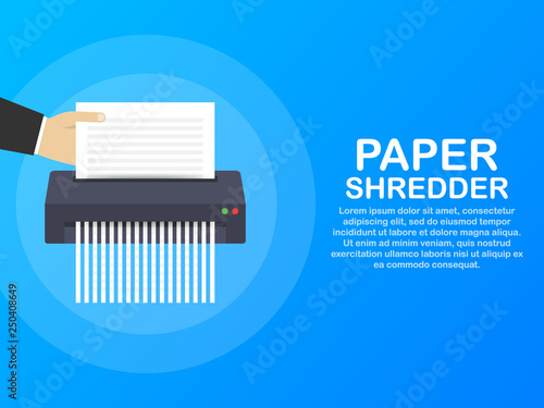 Paper shredder icon document business office information protection. Vector illustration