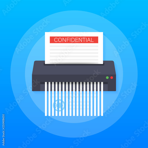 Paper shredder icon document business office information protection. Vector illustration