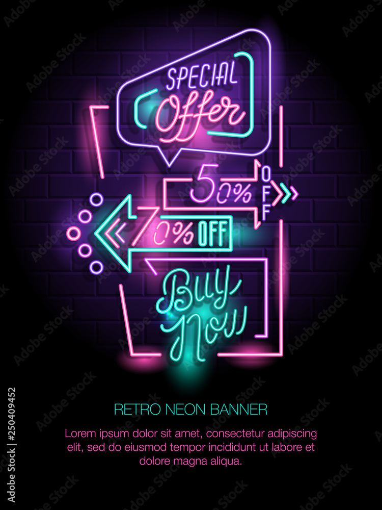 Retro neon sign Stock Vector | Adobe Stock