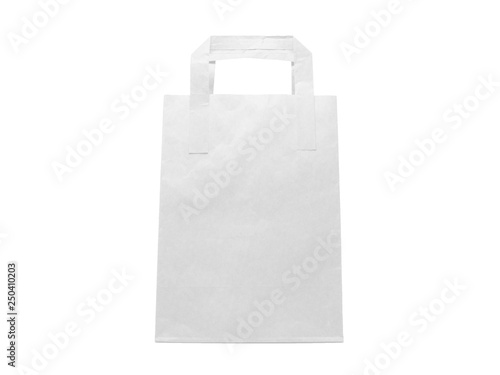 White Paper bag isolated on white background, front view