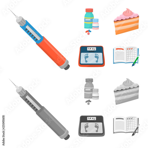 Isolated object of diet and treatment  icon. Collection of diet and medicine stock symbol for web.