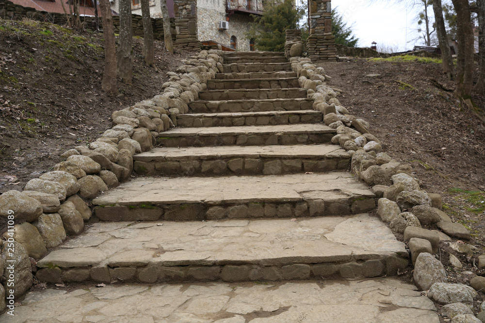 old stone stairs in the park