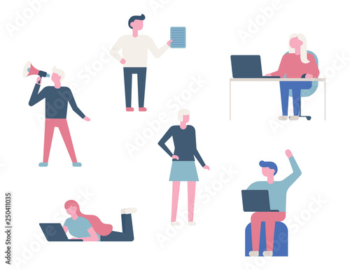 Set of business people flat icons. Flat style modern
