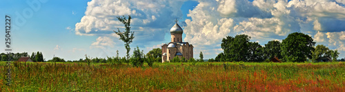 Summer landscape with an ancient Orthodox Church